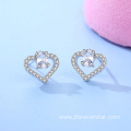 Classic 925 Silver Heart Bling Stud Earrings Hearts